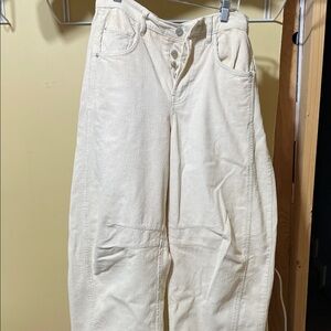 We The Free Off-White Corduroy Barrel Pants